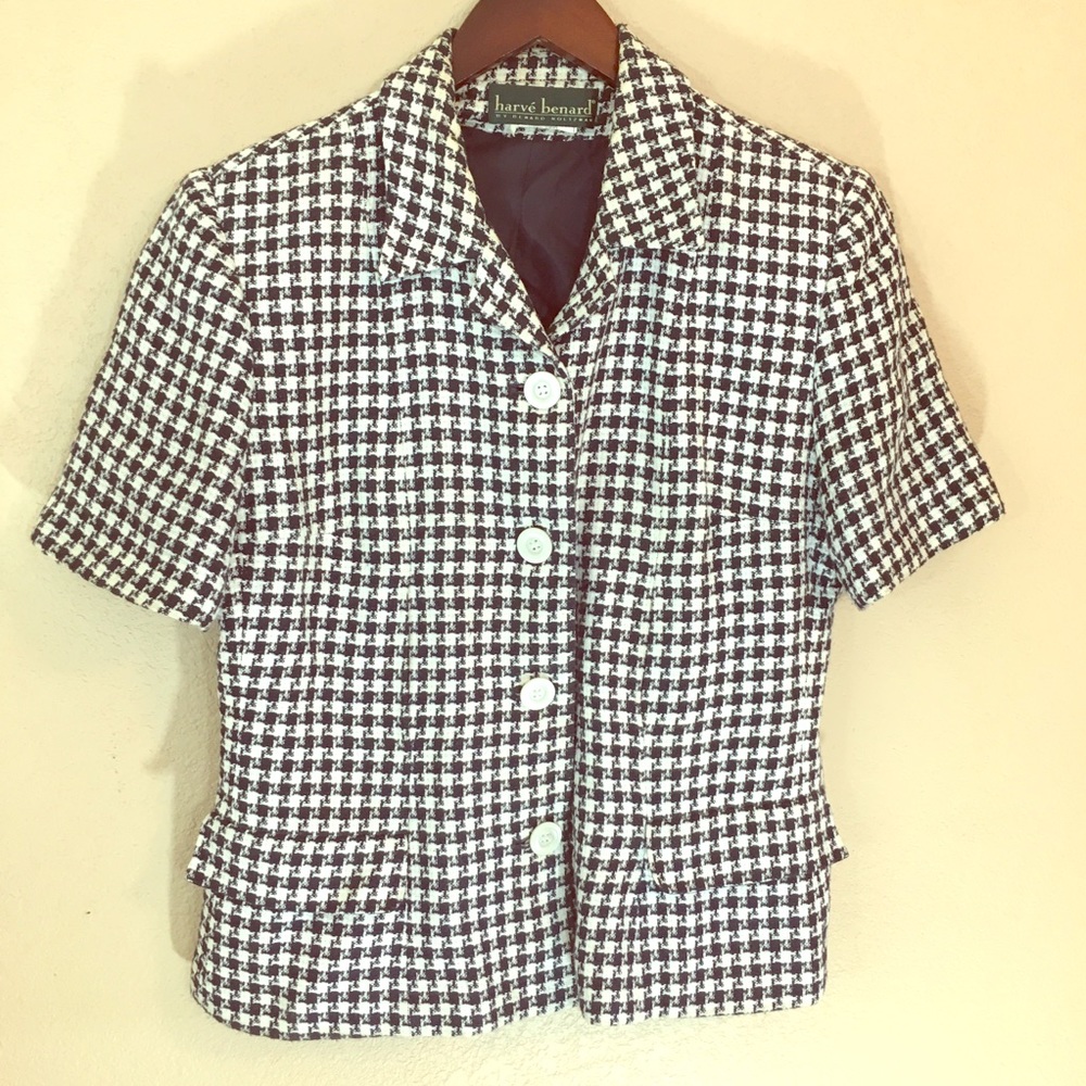 Vintage Harve Bernard black & white houndstooth